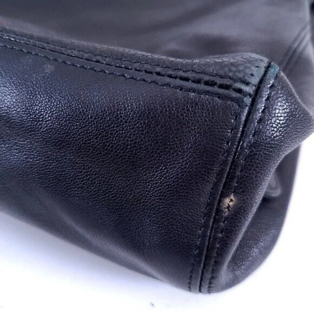 Elie Tahari Black Leather Shoulder Bag Braided Handle